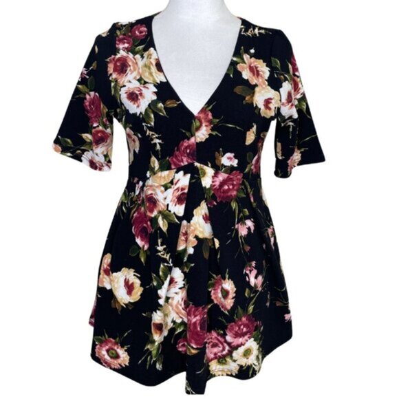 Hello MIZ Tops - Hello MIZ Womens V-Neck Pink Floral Print Pleated Maternity Blouse Sz M